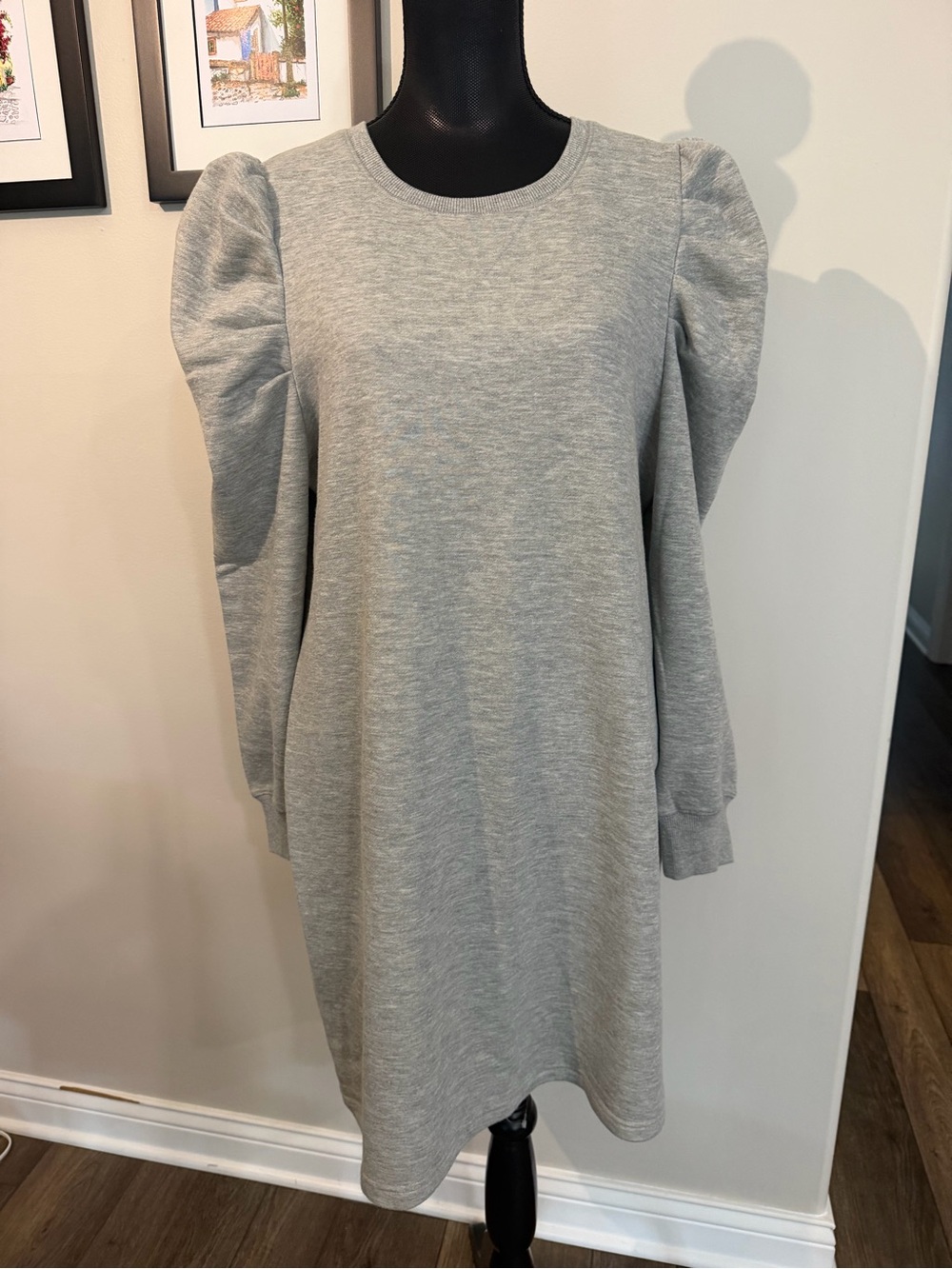 Rebecca Minkoff Women’s Gray Puff-Sleeve Sweatshirt Dress XL